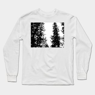 Black and White Colorado Pines Long Sleeve T-Shirt